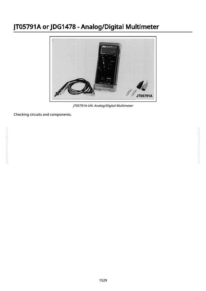 May include: An analog/digital multimeter, model JT05791A, with black and grey casing, is shown with its probes and connectors. The image includes the text "Checking circuits and components."