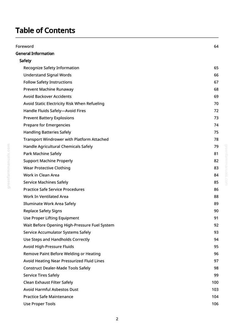 K&ouml;nnte beinhalten: Eine Seite aus einem Handbuch mit dem Titel &bdquo;Inhaltsverzeichnis&ldquo;. Das Dokument listet Sicherheitsthemen auf, darunter das Erkennen von Sicherheitsinformationen, das Vermeiden von Unf&auml;llen und den sicheren Umgang mit Fl&uuml;ssigkeiten. Seitenzahlen sind rechts aufgef&uuml;hrt.