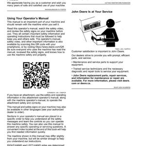 Puede incluir: Manual impreso titulado "Introducci&oacute;n" para un producto John Deere. El manual incluye informaci&oacute;n de seguridad, c&oacute;digos QR e instrucciones para el funcionamiento de la m&aacute;quina. Tambi&eacute;n presenta un gr&aacute;fico de una persona leyendo un manual.