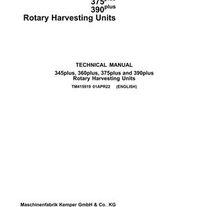 Fendt 345Plus 360plus 375plus 390plus Rotary harvesting units Workshop Manual PDF | Service Repair | Instant Download image 2