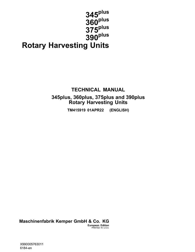 Fendt 345Plus 360plus 375plus 390plus Rotary harvesting units Workshop Manual PDF | Service Repair | Instant Download image 2