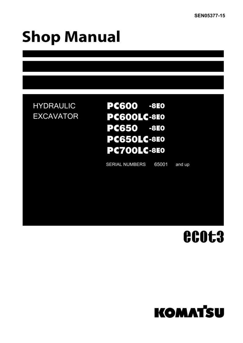 May include: A black and white shop manual cover with the title "Shop Manual". The manual lists excavator models PC600, PC600LC, PC650, PC650LC, and PC700LC. The Komatsu logo is at the bottom.