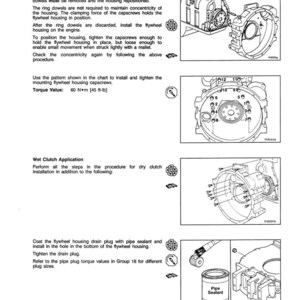 May include: A technical diagram from an engine assembly manual, detailing engine disassembly and assembly procedures. The page includes illustrations, instructions, and torque specifications for various engine components. The text includes "Engine Disassembly and Assembly - Group 00".