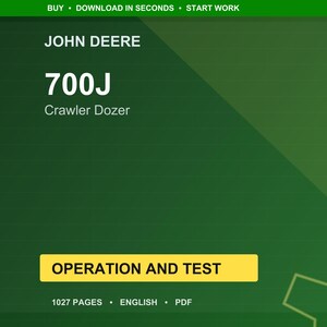 John Deere 700J Crawler Dozer Operation And Test PDF | Instant Download image 1