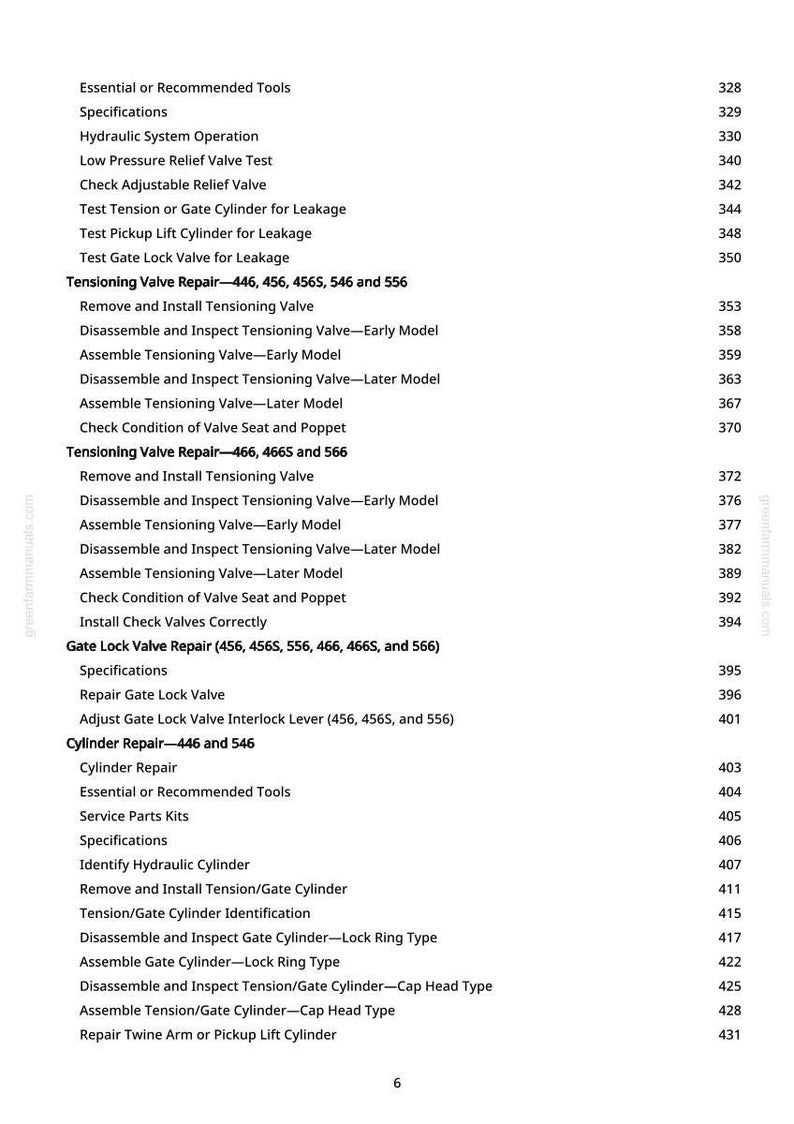 John Deere 456S, 446, 546, 456, 556, 466, 566, 466S Round Baler Technical Manual PDF | Instant Download image 6