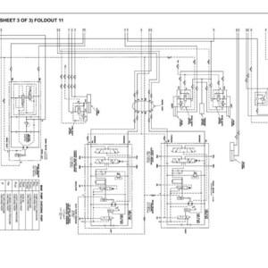 May include: A black and white hydraulic diagram, labelled "HYDRAULIC DIAGRAM (SHEET 3 OF 3) FOLDOUT 11", showing various components and lines. The diagram includes text and symbols. The diagram is labelled "OTHERS" and "FOLDOUT 11".