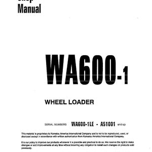 Komatsu WA600-1 Hjullastare Servicemanual Reparation Verkstad PDF Ladda ner bild 3