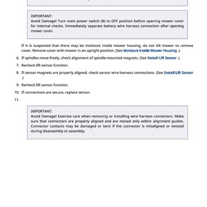 K&ouml;nnte beinhalten: Eine Textseite mit Anweisungen und Warnungen f&uuml;r eine Maschine. Der Text enth&auml;lt Sicherheitsvorkehrungen, wie z. B. das Vermeiden von Sch&auml;den und die Sicherstellung der korrekten Ausrichtung der Komponenten. Die Seite enth&auml;lt auch nummerierte Schritte f&uuml;r Wartung und Fehlersuche.