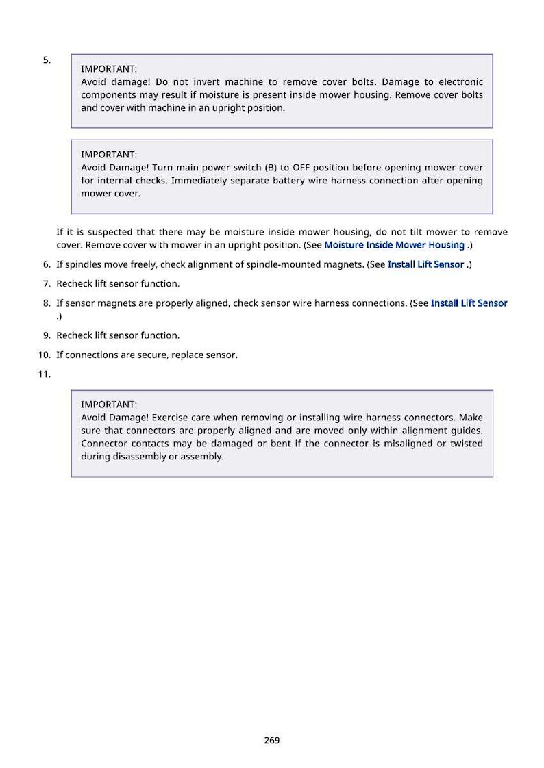 K&ouml;nnte beinhalten: Eine Textseite mit Anweisungen und Warnungen f&uuml;r eine Maschine. Der Text enth&auml;lt Sicherheitsvorkehrungen, wie z. B. das Vermeiden von Sch&auml;den und die Sicherstellung der korrekten Ausrichtung der Komponenten. Die Seite enth&auml;lt auch nummerierte Schritte f&uuml;r Wartung und Fehlersuche.