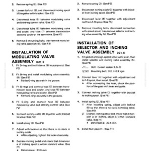 May include: A detailed technical diagram with instructions for removing and installing modulating and selector valves, including measurements in millimeters. The text is in English and includes diagrams and part numbers for automotive repair.