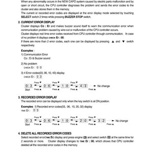 Op de afbeelding: Een pagina uit een handleiding met details over het zelfdiagnosesysteem van Groep 9. De tekst legt foutcodes, weergavefuncties en het verwijderen van geregistreerde fouten uit. Diagrammen illustreren de weergave en de toetsaanslagen.