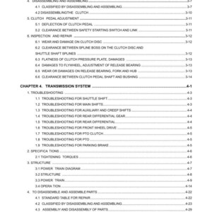May include: A detailed table of contents from a manual, with headings and subheadings related to vehicle transmission systems. The text is black on a white background, with page numbers on the right.