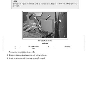 May include: Diagram illustrating the replacement of an electro-hydraulic control unit. The image shows the control unit, labelled parts, and instructions for removal and installation. Text includes "Replace Electro-Hydraulic Control (EHC) Unit-OOS".