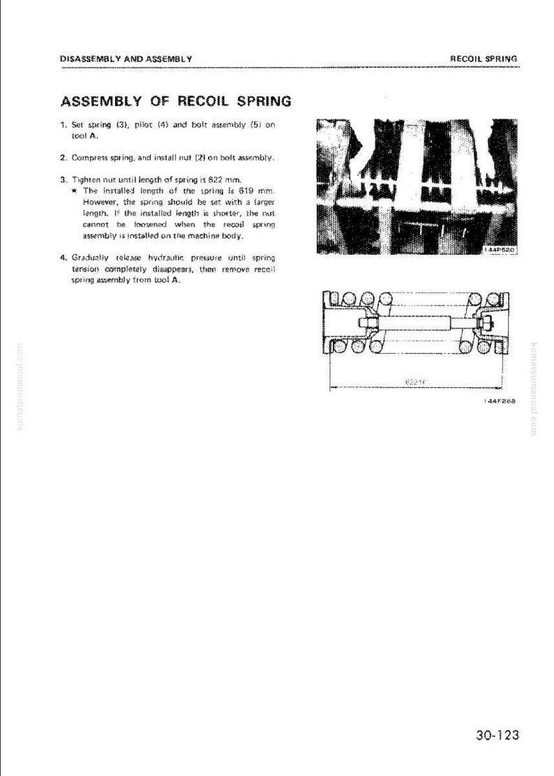 May include: A technical diagram and instructions for assembling a recoil spring. The document includes a parts list, measurements in millimeters, and a detailed illustration of the assembly process. The text is in black and white.