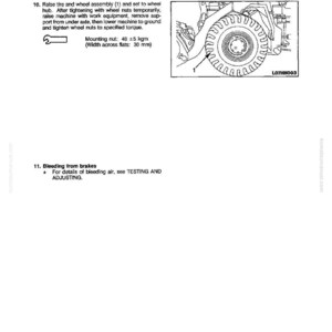 May include: Diagram of a tire and wheel assembly with instructions for disassembly and assembly. The image includes a detailed illustration of the wheel and tire, along with text describing the process and specifications for the mounting nut, which is 30 mm across flats.