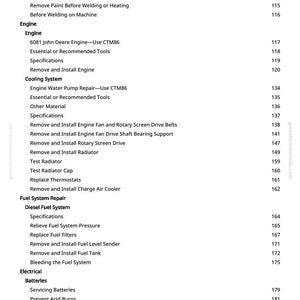 Puede incluir: Una p&aacute;gina de manual con un &iacute;ndice. Los temas incluyen reparaci&oacute;n del motor, sistema de refrigeraci&oacute;n, reparaci&oacute;n del sistema de combustible y componentes el&eacute;ctricos. Texto negro sobre fondo blanco.