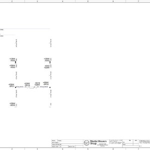 Pu&ograve; includere: Un disegno tecnico su sfondo bianco con linee e testo neri. Il disegno include vari simboli, etichette e un logo aziendale nell'angolo in basso a destra. Il layout sembra uno schema o un progetto.