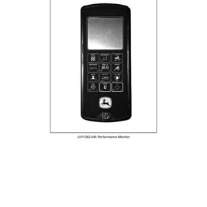 May include: A black performance monitor with a rectangular screen and function buttons. The monitor displays icons and text labels, including "DISTANCE," "AREA," and "SPEED." The text "RE200690-Performance Monitor" is at the top.