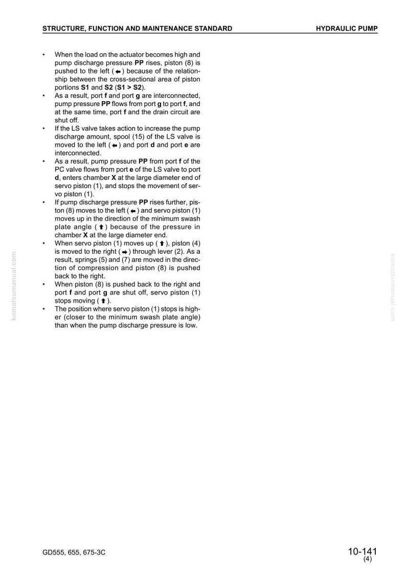 May include: A page from a technical manual illustrating the structure, function, and maintenance standard of a hydraulic pump. The text describes piston and valve operations.