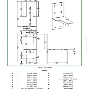 May include: Technical diagram of a hydrostatic pump removal adapter, labeled DFNXT45. The diagram includes dimensions in inches, with a legend and material specifications. The adapter is made of steel.
