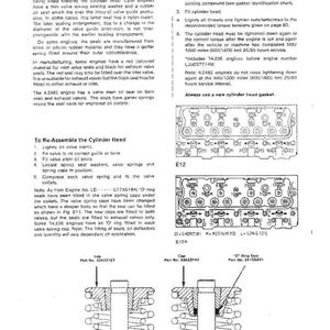 May include: Technical diagram of a cylinder head with valve cap sealing arrangement. Includes diagrams, part numbers, and instructions for reassembly. Features diagrams of valve components and cylinder head gasket.