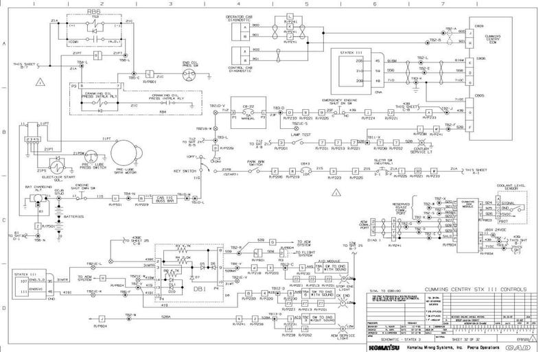 May include: A detailed electrical schematic diagram with various symbols, lines, and text labels. The diagram is primarily black and white, with a title block in the lower right corner. The diagram is for Cummins Centry STX 111 Controls.