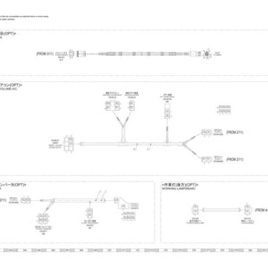 Peut inclure: Un sch&eacute;ma de c&acirc;blage d&eacute;taill&eacute; en noir et blanc, avec des composants &eacute;tiquet&eacute;s pour 2ND CAMERA, LARGE AIR VOLUME A/C, DC/DC CONVERTER et WORKING LAMP/REAR. Le sch&eacute;ma comprend du texte japonais et diverses illustrations de connecteurs.