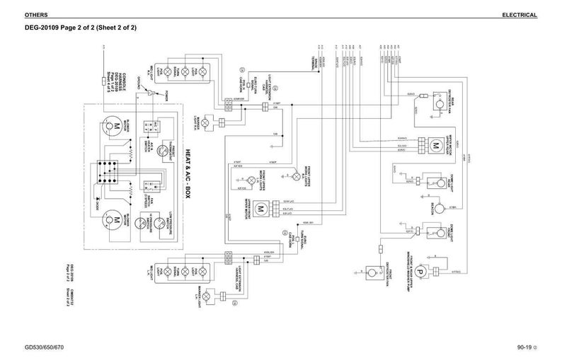 May include: A detailed electrical schematic diagram with text labels and symbols. The diagram includes components labeled "HEAT & A/C BOX" and "ELECTRICAL". The document is labeled "DEG-20109 Page 2 of 2".