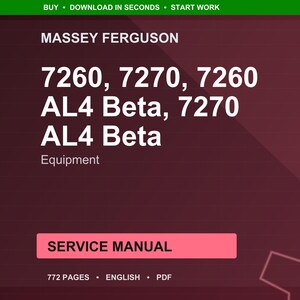 Massey ferguson 7260 7270 Al4 beta Servicehandleiding pdf | Werkplaatsreparatie | Direct downloaden afbeelding 1