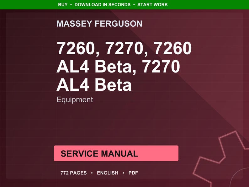 Massey ferguson 7260 7270 Al4 beta Servicehandleiding pdf | Werkplaatsreparatie | Direct downloaden afbeelding 1