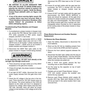 Puede incluir: Documento t&eacute;cnico "REPARACI&Oacute;N DE COMPONENTES DIVERSOS" con instrucciones para la soluci&oacute;n de problemas de m&oacute;dulos de fase y m&oacute;dulos chopper. Incluye advertencias de seguridad y procedimientos de reemplazo. Contiene diagramas y precauciones.