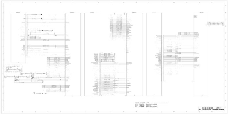 May include: A detailed technical diagram of an electrical component, featuring numerous lines, labels, and connectors. The diagram is predominantly white with black lines and text, and includes the text "M1 CONVERSION JUMPER HARNESS".
