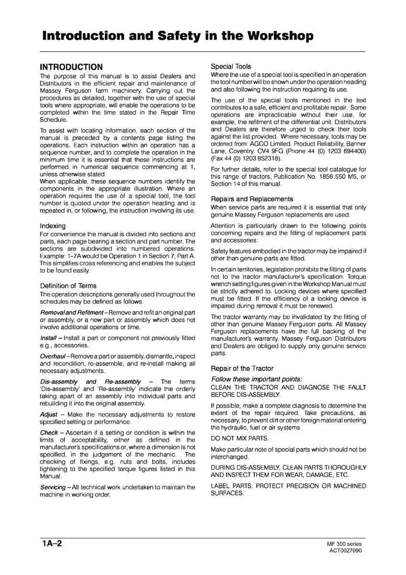 Manual de Serviço do Trator Massey Ferguson 345 350 355 360 375 385 em PDF | Reparo de Oficina | Download Imediato imagem 7