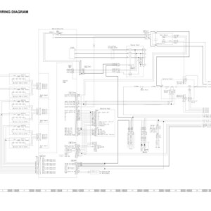Op de afbeelding: Een zwart-wit elektrisch bedradingsschema met de titel "ELECTRICAL WIRING DIAGRAM". Het schema is een complex netwerk van lijnen, symbolen en tekst, dat het elektrische systeem van een voertuig illustreert.