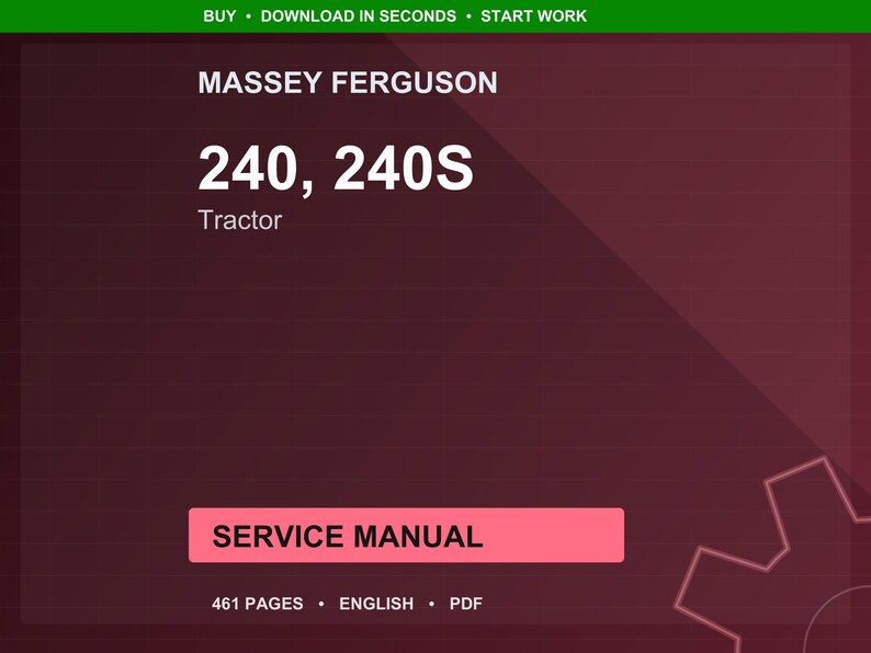 Massey ferguson 240 240S Tractor Service Manual PDF | Workshop Repair | Instant Download image 1