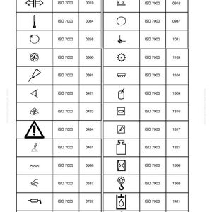 May include: A grid of black and white ISO 7000 symbols with corresponding numbers. Symbols include arrows, circles, and warning signs. The bottom of the image contains the text "JMHB15H BM101105506" and "KOMATSU 2022 - rev 01".
