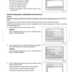 Pode incluir: Uma p&aacute;gina de manual com instru&ccedil;&otilde;es para configurar e operar um monitor de m&aacute;quina. A p&aacute;gina inclui capturas de tela da interface do monitor, com texto descrevendo as etapas para selecionar configura&ccedil;&otilde;es e solucionar problemas.