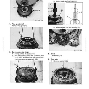 May include: Diagram of final drive disassembly and assembly steps. Includes images of gears, bearings, and other mechanical components. Text labels identify parts and procedures for the PC1800-6 model.