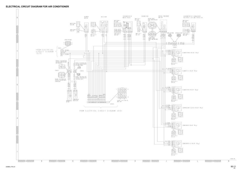 May include: A detailed electrical circuit diagram for an air conditioner, featuring numerous interconnected components and wiring. The diagram is labeled with text and symbols, providing a visual representation of the system's electrical pathways. The title "ELECTRICAL CIRCUIT DIAGRAM FOR AIR CONDITIONER" is at the top.