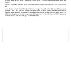 May include: A white page with the title "Tongue Latch Electrical Theory of Operation" in black text. The page contains technical text describing electrical components and their functions, including voltage and pin numbers.