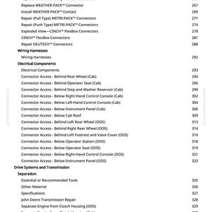 May include: A white page from a manual with a table of contents. The table lists various connectors, wiring harnesses, and electrical components. Page numbers are listed on the right side of the page.