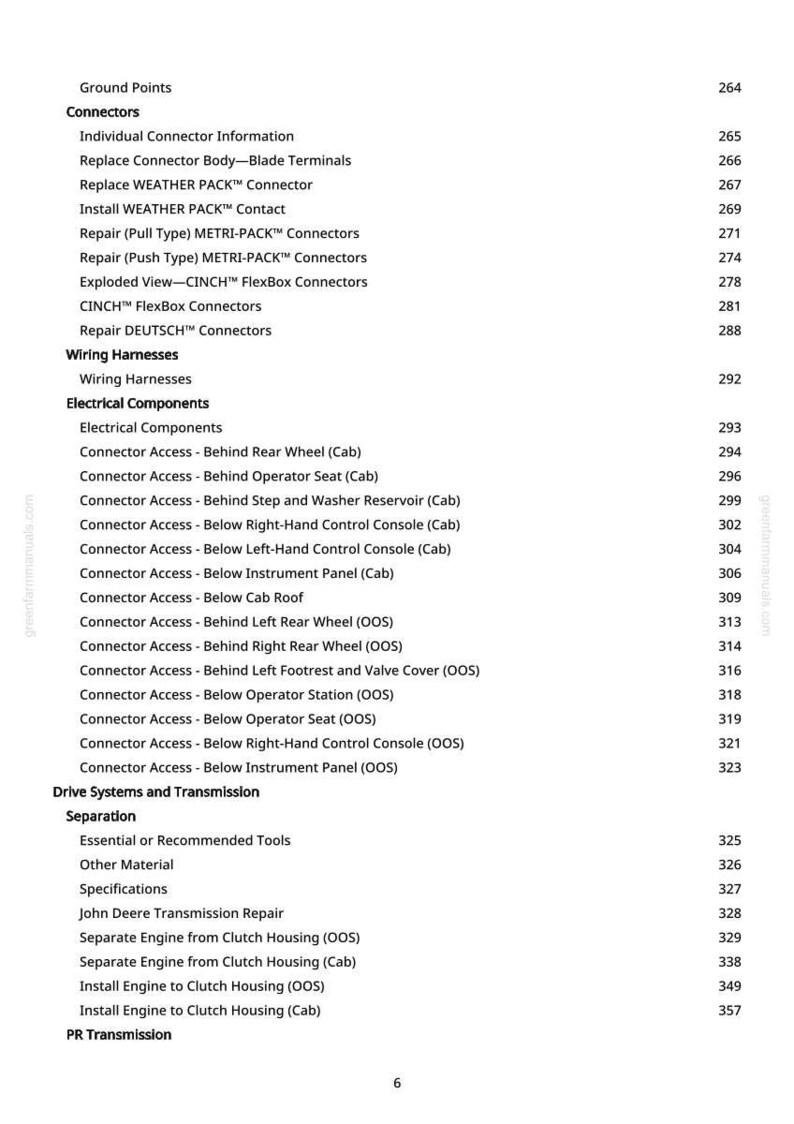 May include: A white page from a manual with a table of contents. The table lists various connectors, wiring harnesses, and electrical components. Page numbers are listed on the right side of the page.