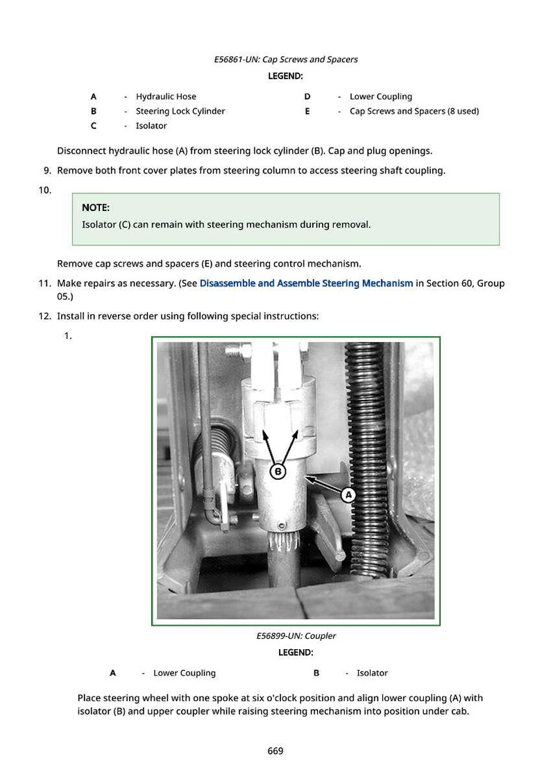 Peut inclure: Sch&eacute;ma d&eacute;taill&eacute; de composants de direction automobile, comprenant un flexible hydraulique, un cylindre de blocage de direction et un isolateur. L'image comprend des &eacute;tiquettes de texte et des instructions de r&eacute;paration et d'assemblage.