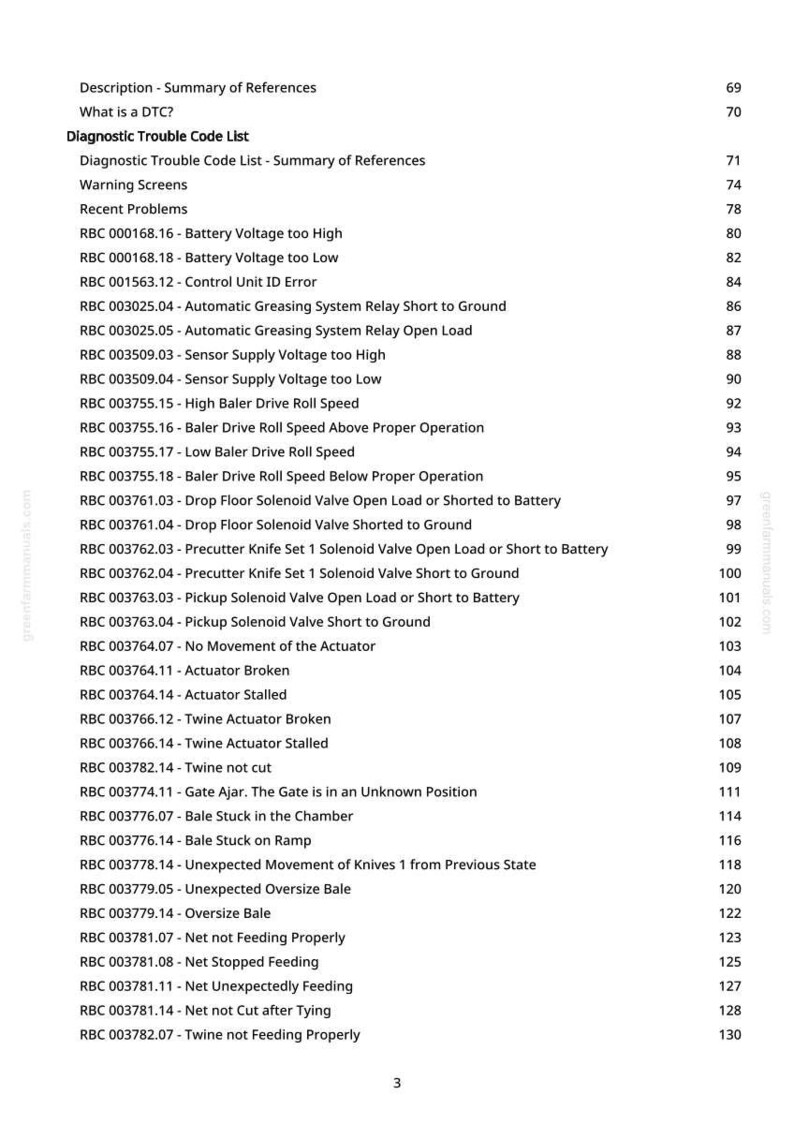 May include: A page from a manual with a list of diagnostic trouble codes, including descriptions like "Battery Voltage too High" and "Actuator Broken." The document is titled "Diagnostic Trouble Code List."