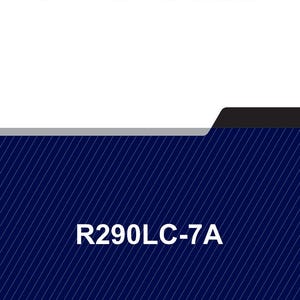 May include: A service manual with the title "SERVICE MANUAL" in bold, black text. The bottom section features the text "R290LC-7A" in white, set against a dark blue background with diagonal white lines. A black bar is at the top of the blue section.