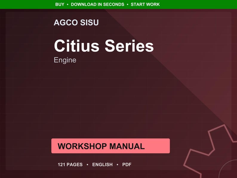 Agco sisu Citius series Engine Workshop Manual PDF | Service Repair | Instant Download image 1