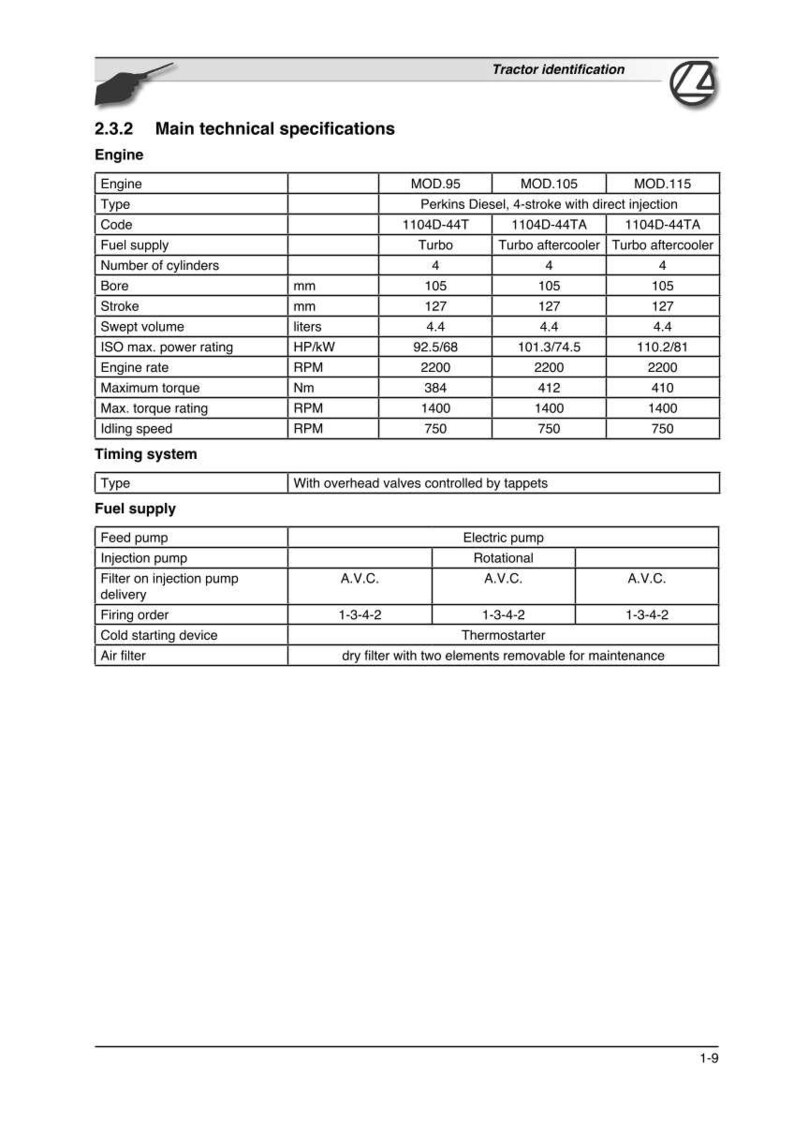 Landini PowerMondial 100-110-115 Tractor Workshop Manual PDF - Perkins Tier 3 image 9