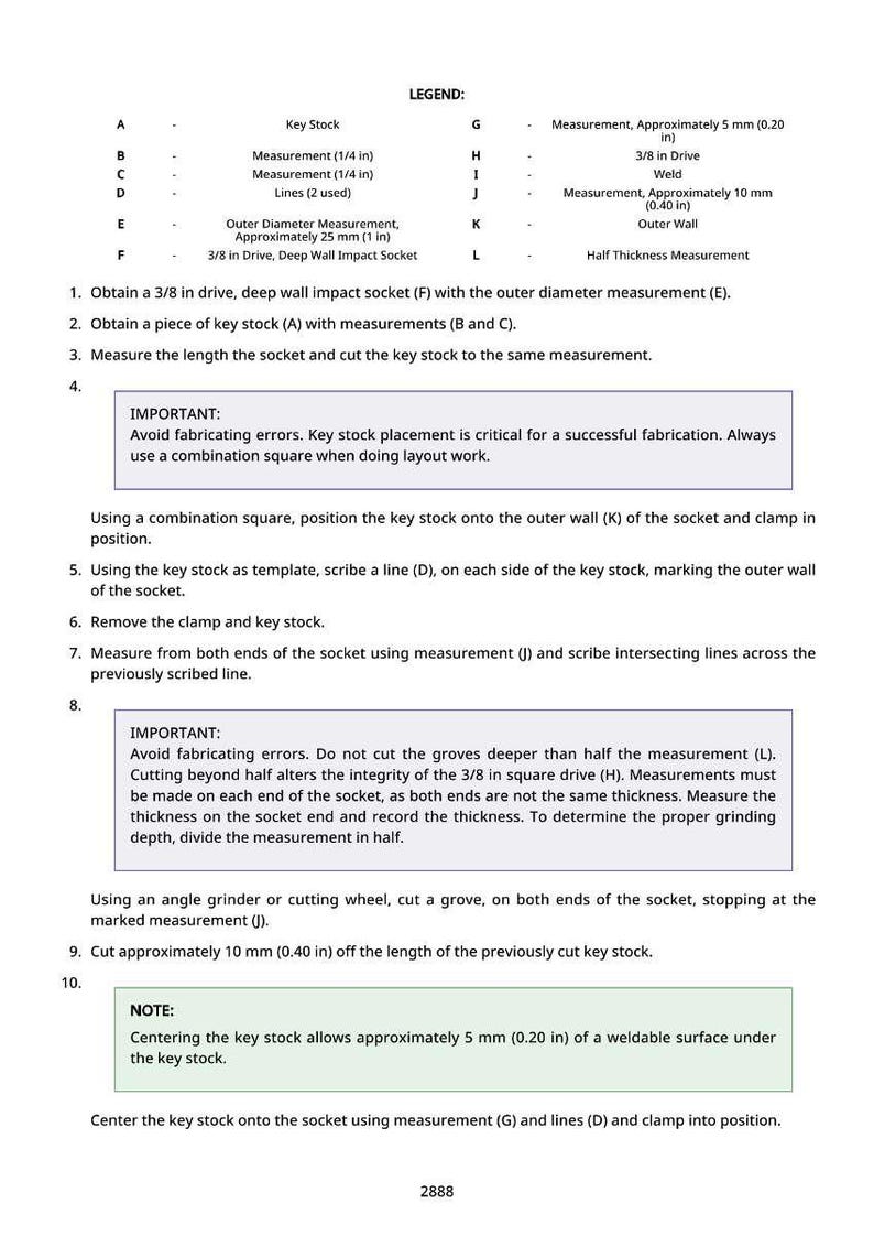 Puede incluir: Diagrama con instrucciones para modificar un vaso de impacto de pared profunda. Incluye medidas en pulgadas y mil&iacute;metros, junto con diagramas y texto. El texto incluye las palabras "IMPORTANTE" y "NOTA".