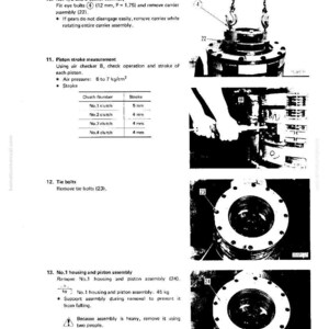 May include: Technical diagram from a manual detailing the disassembly and assembly of a Toroflow transmission. Includes diagrams, measurements in mm, and text instructions. The image also shows a person working on the transmission.