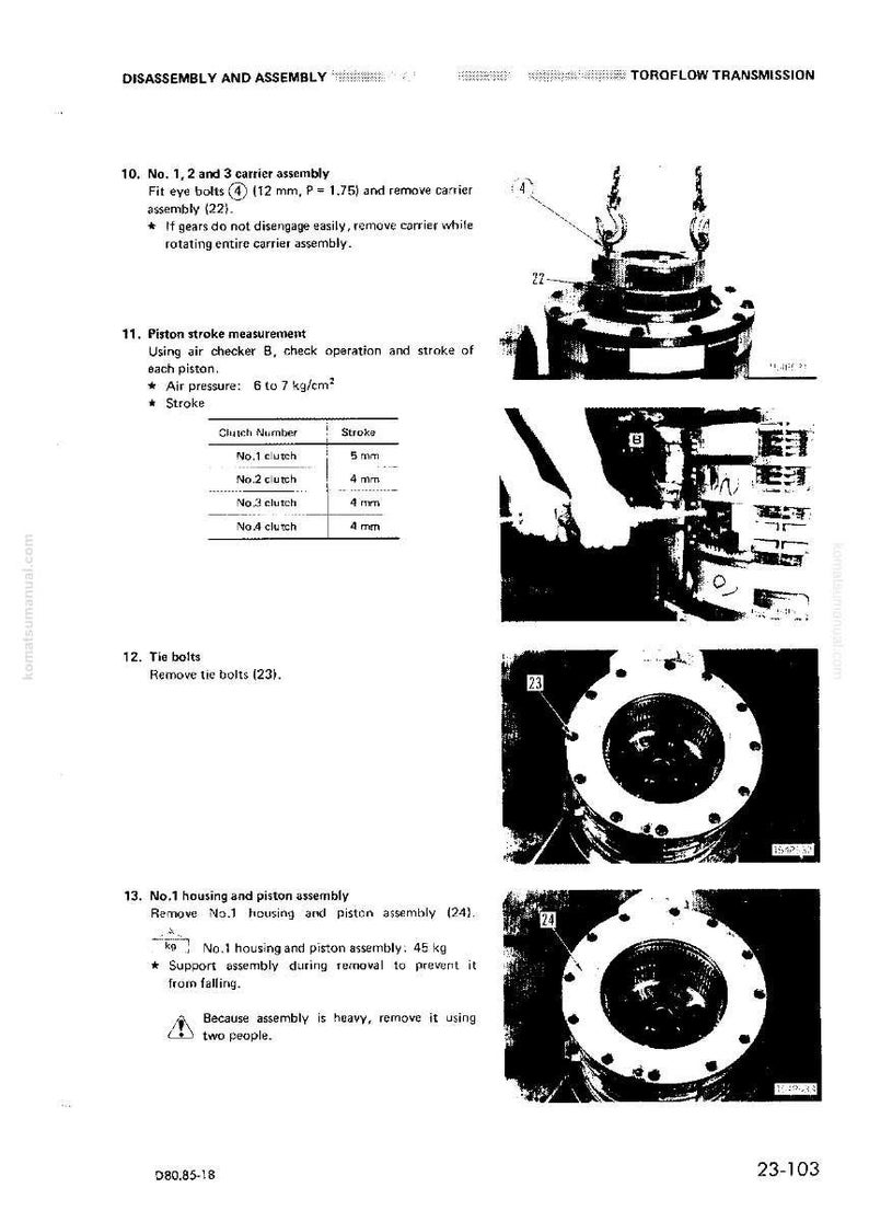May include: Technical diagram from a manual detailing the disassembly and assembly of a Toroflow transmission. Includes diagrams, measurements in mm, and text instructions. The image also shows a person working on the transmission.